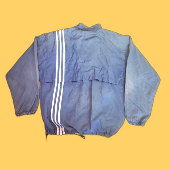 Vintage Mens Clothing Adidas Embroidered 90s Full Zip Windbreaker Jacket XL Blue - Picture 2 of 8